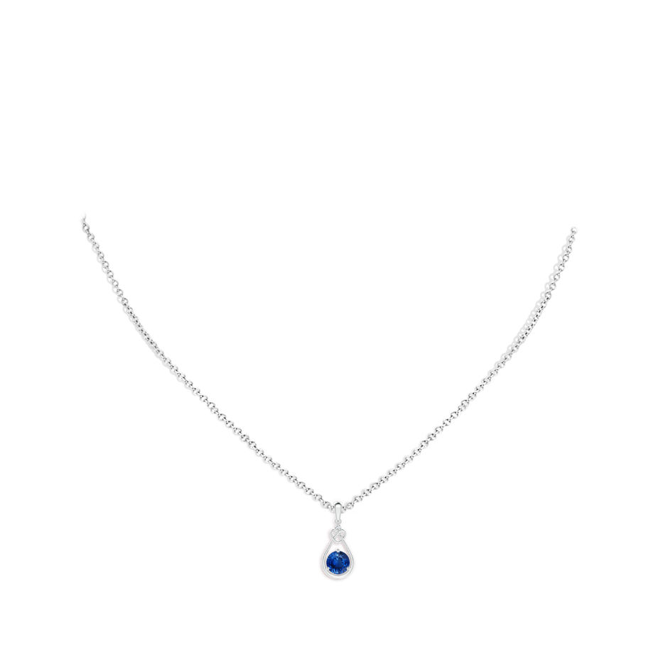 5mm AAA Sapphire Knotted Heart Pendant with Diamond in P950 Platinum pen