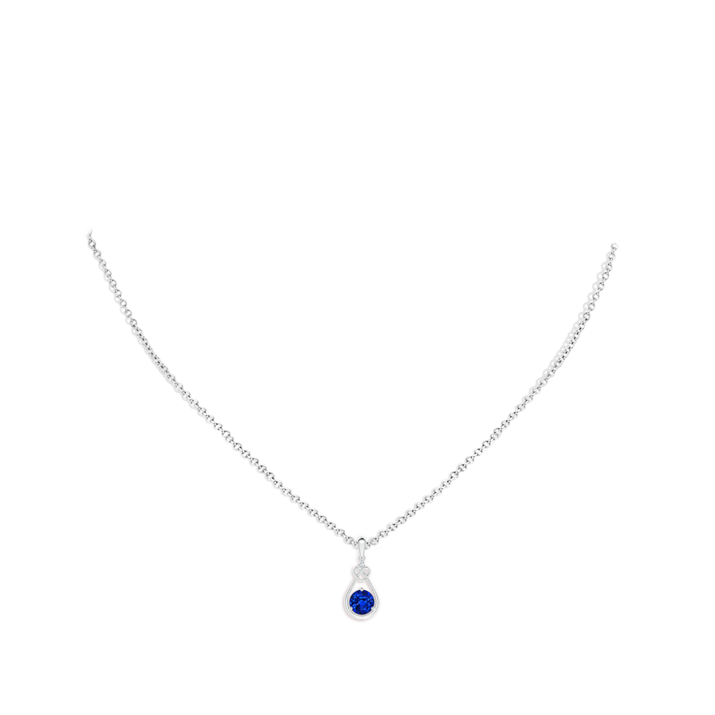 5mm AAAA Sapphire Knotted Heart Pendant with Diamond in S999 Silver pen