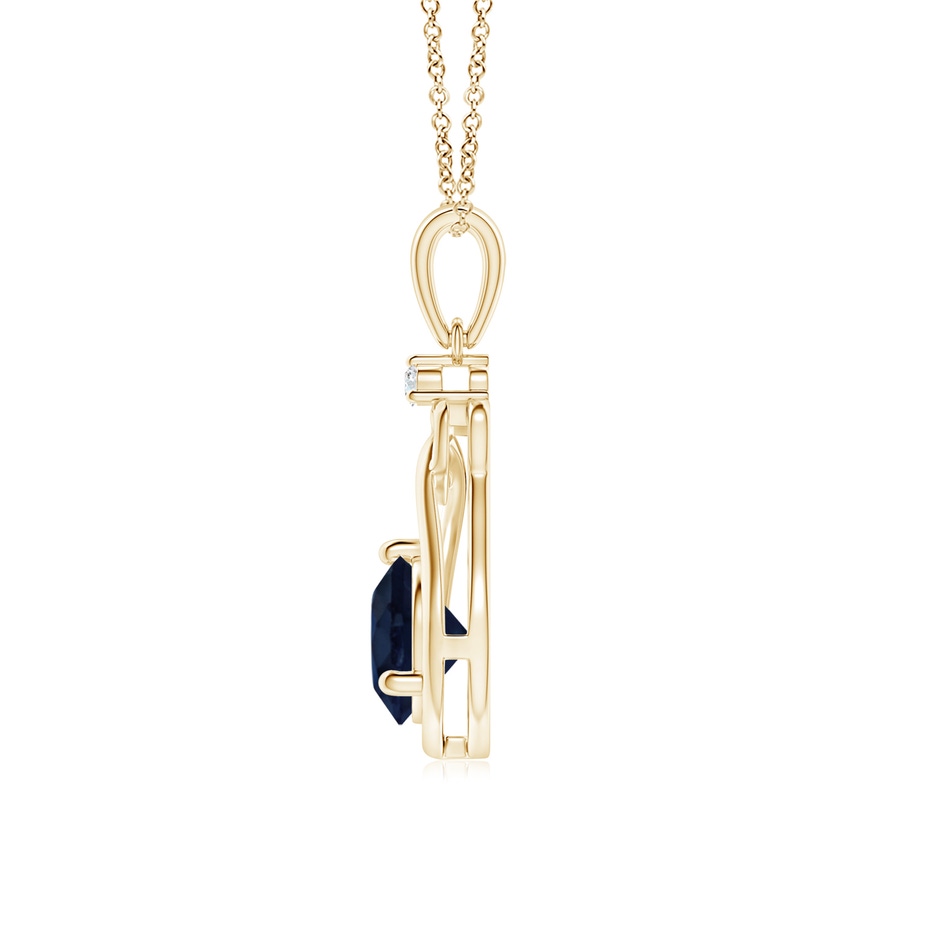 6mm A Sapphire Knotted Heart Pendant with Diamond in Yellow Gold side 199