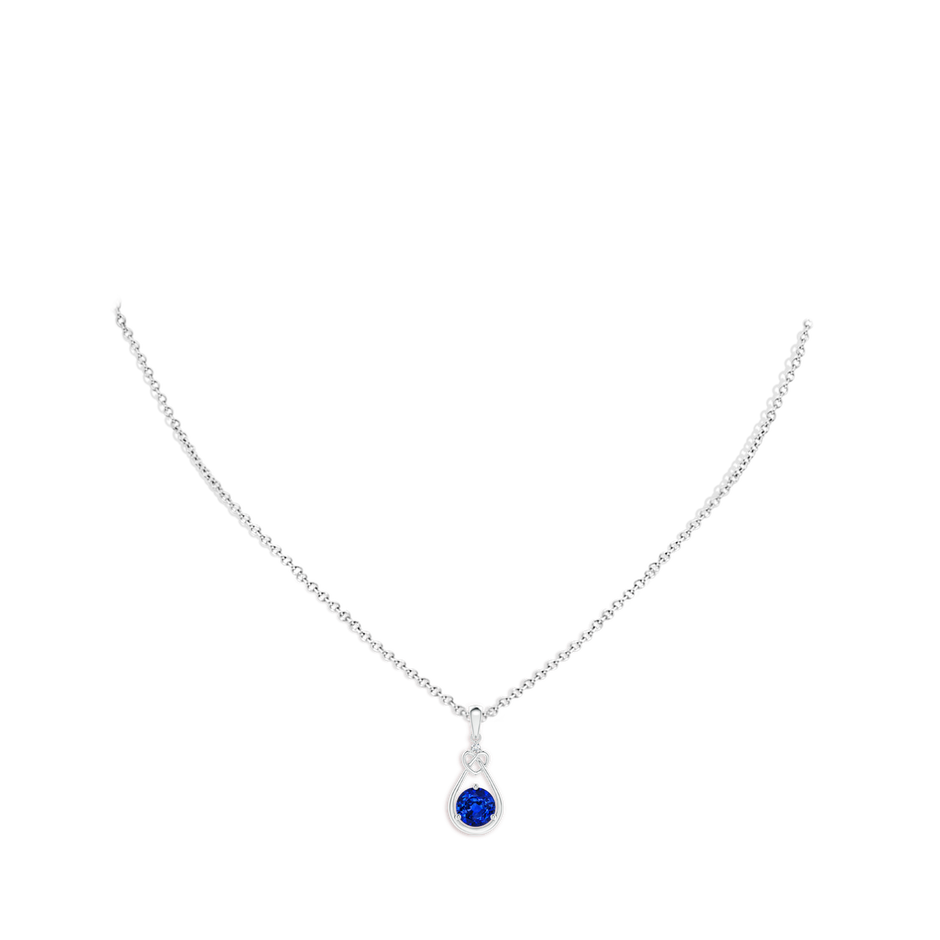 6mm AAAA Sapphire Knotted Heart Pendant with Diamond in S999 Silver pen