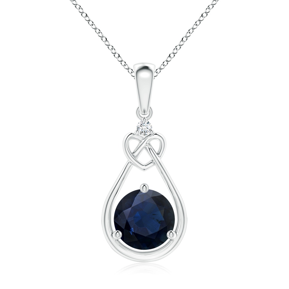 7mm A Sapphire Knotted Heart Pendant with Diamond in P950 Platinum 