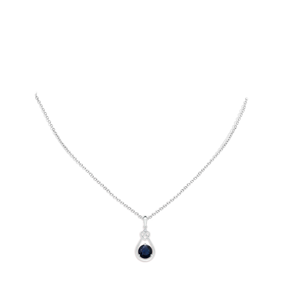 7mm A Sapphire Knotted Heart Pendant with Diamond in P950 Platinum pen