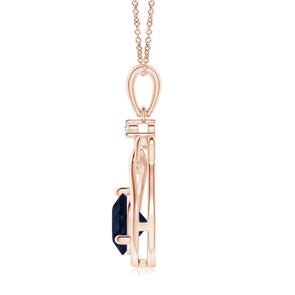 7mm A Sapphire Knotted Heart Pendant with Diamond in Rose Gold side 199