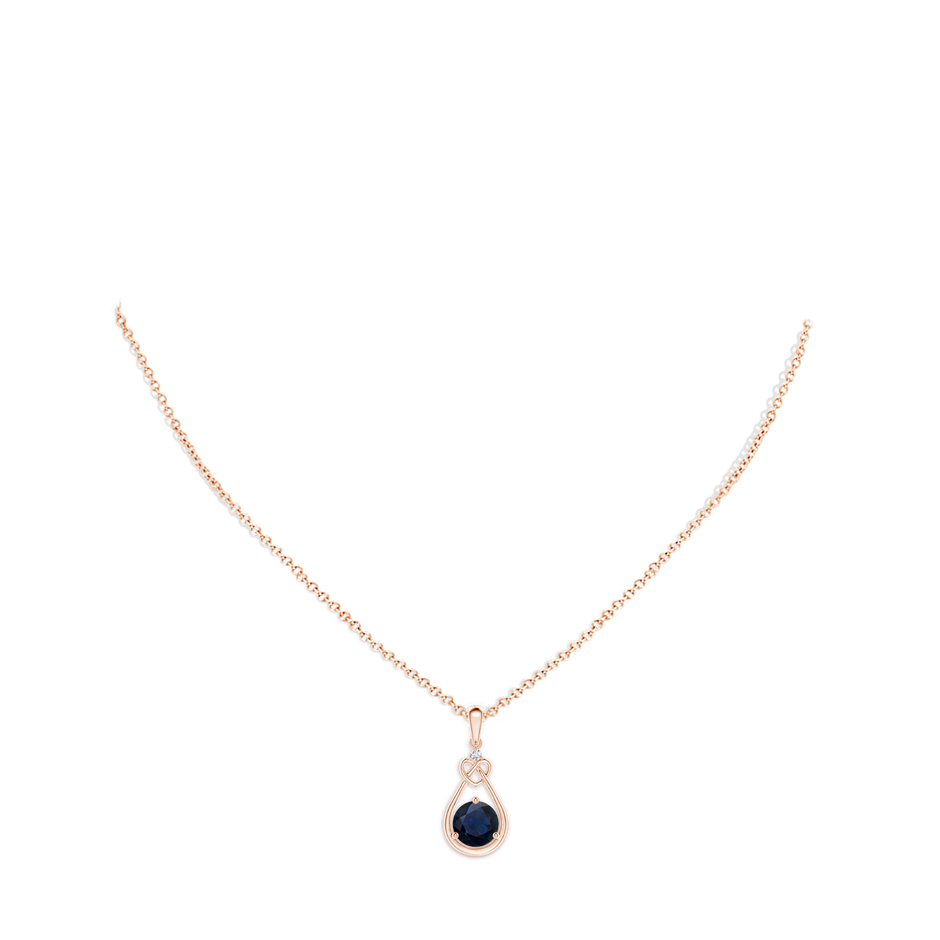 7mm A Sapphire Knotted Heart Pendant with Diamond in Rose Gold pen