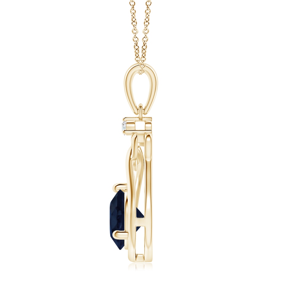 7mm A Sapphire Knotted Heart Pendant with Diamond in Yellow Gold side 199