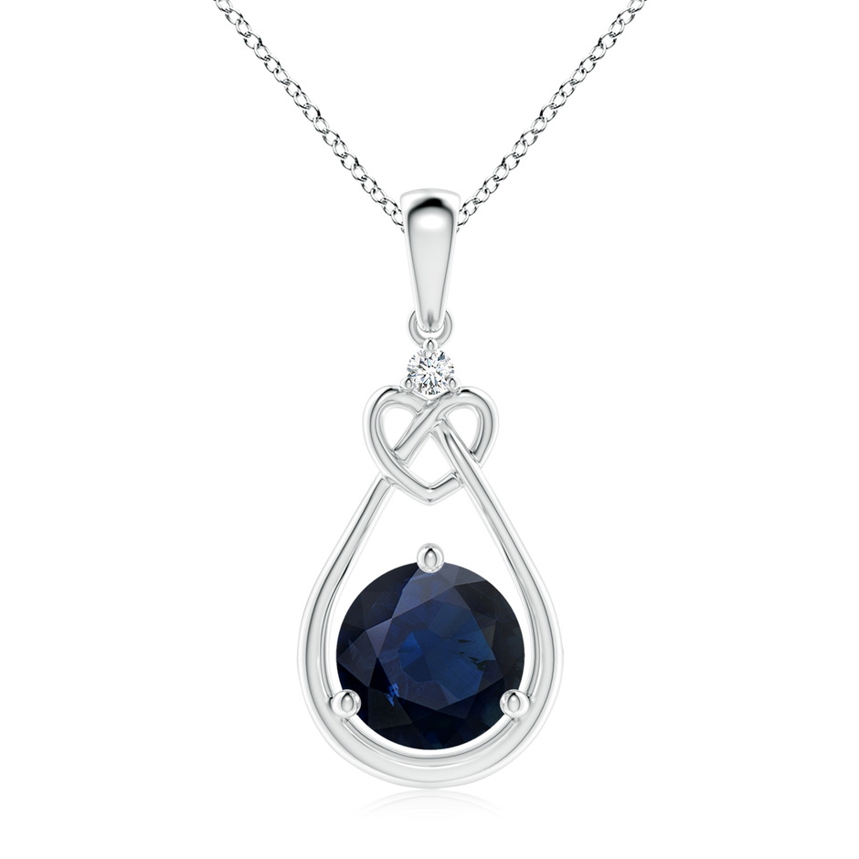 8mm A Sapphire Knotted Heart Pendant with Diamond in P950 Platinum 