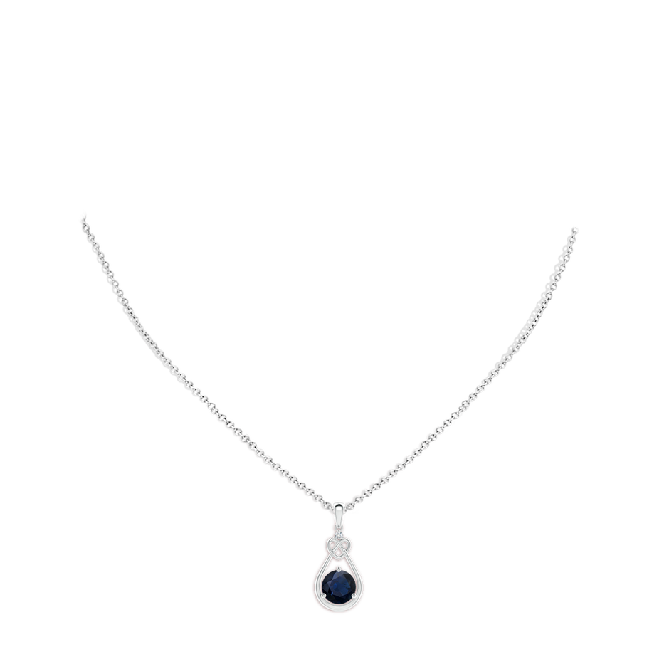 8mm A Sapphire Knotted Heart Pendant with Diamond in P950 Platinum pen