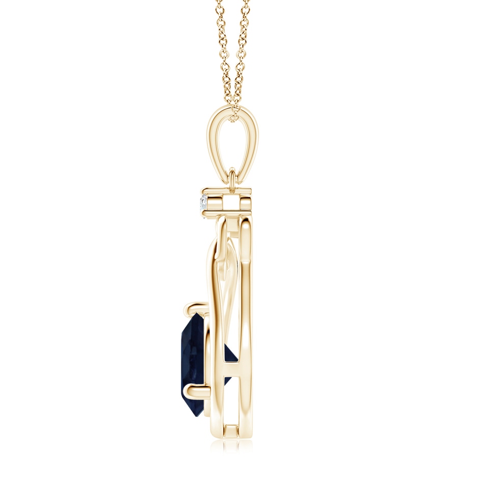 8mm A Sapphire Knotted Heart Pendant with Diamond in Yellow Gold side 199