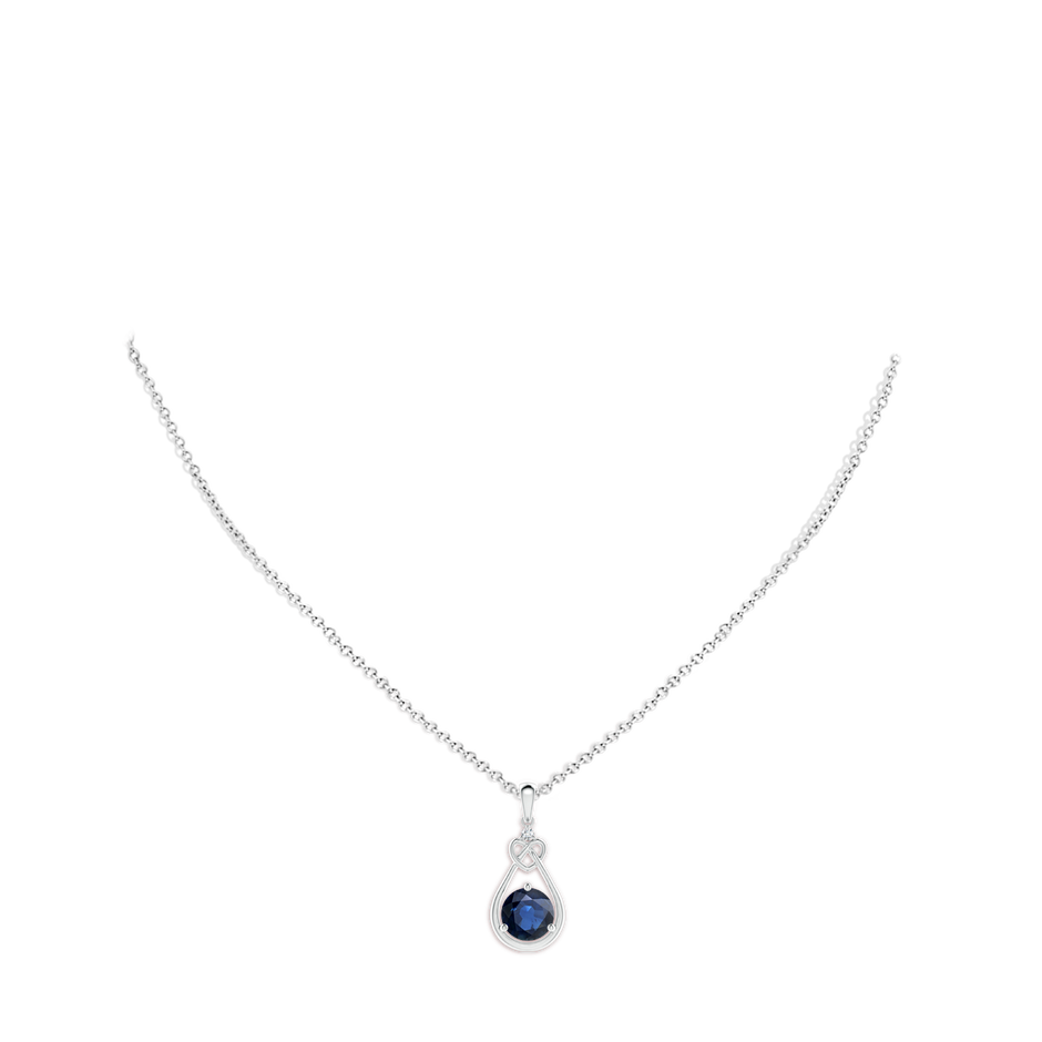 8mm AA Sapphire Knotted Heart Pendant with Diamond in S999 Silver pen