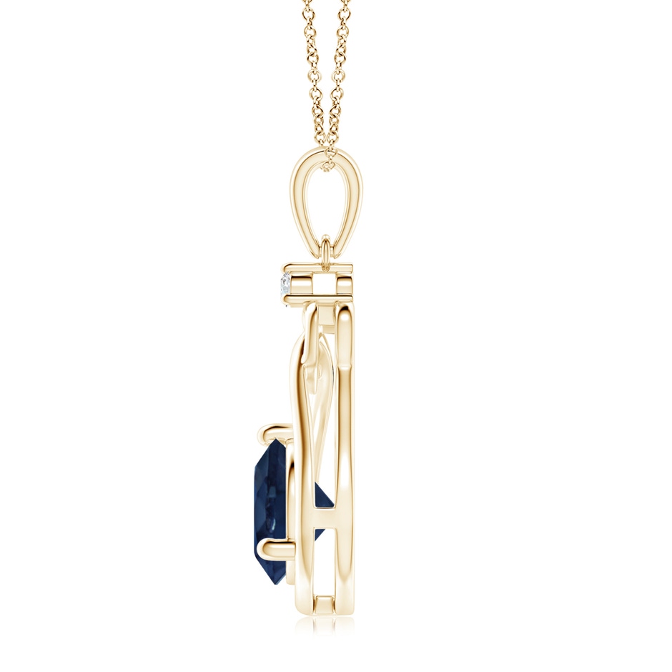 8mm AA Sapphire Knotted Heart Pendant with Diamond in Yellow Gold side 199