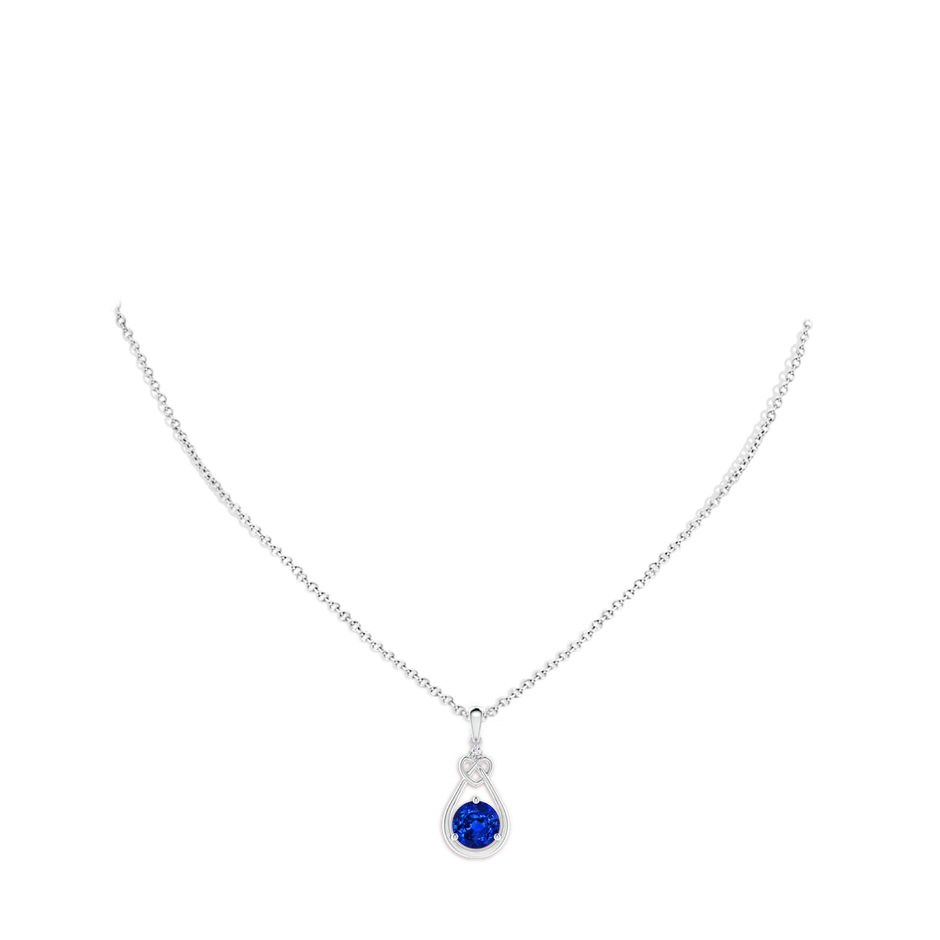 8mm AAAA Sapphire Knotted Heart Pendant with Diamond in S999 Silver pen