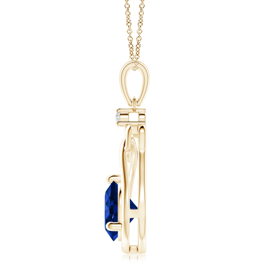 8mm Lab-Grown Sapphire Knotted Heart Pendant with Diamond in Yellow Gold side 199