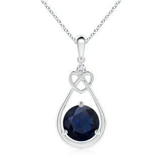 9mm A Sapphire Knotted Heart Pendant with Diamond in P950 Platinum