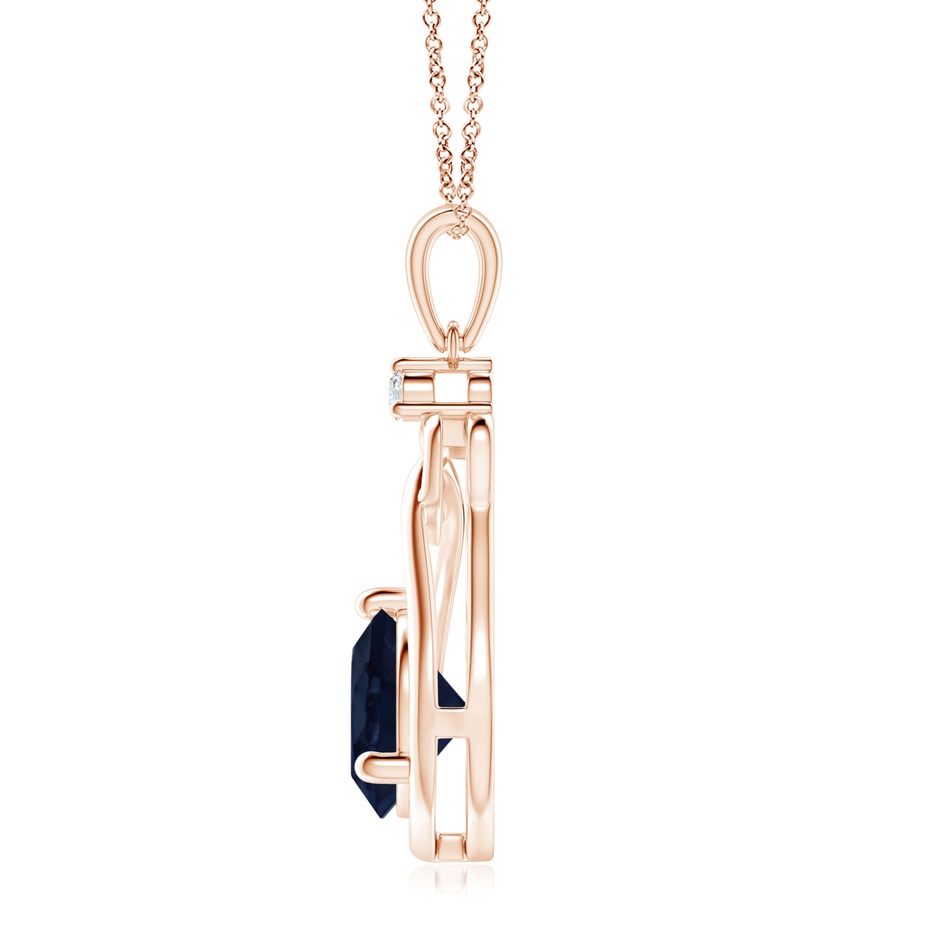 9mm A Sapphire Knotted Heart Pendant with Diamond in Rose Gold side 199