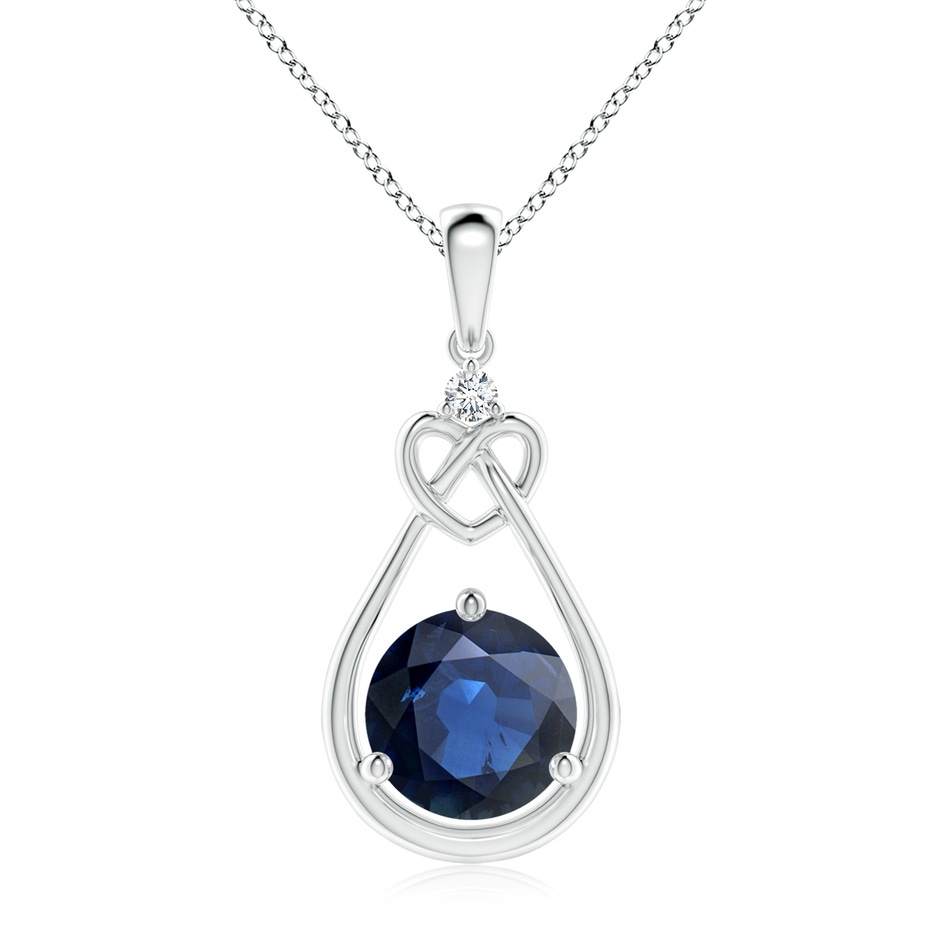 9mm AA Sapphire Knotted Heart Pendant with Diamond in P950 Platinum 
