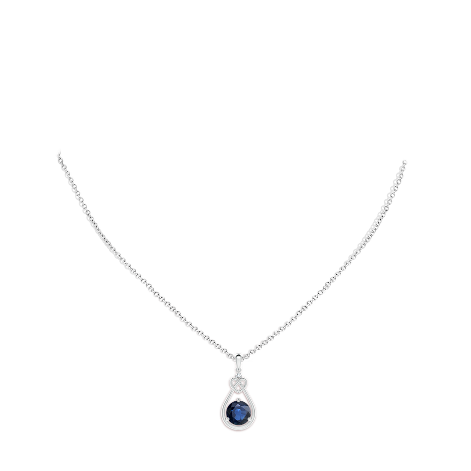 9mm AA Sapphire Knotted Heart Pendant with Diamond in P950 Platinum pen
