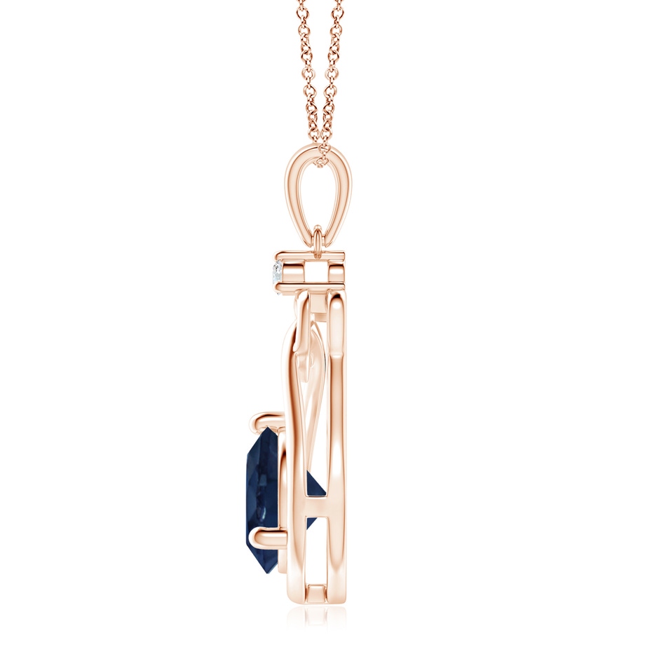 9mm AA Sapphire Knotted Heart Pendant with Diamond in Rose Gold side 199