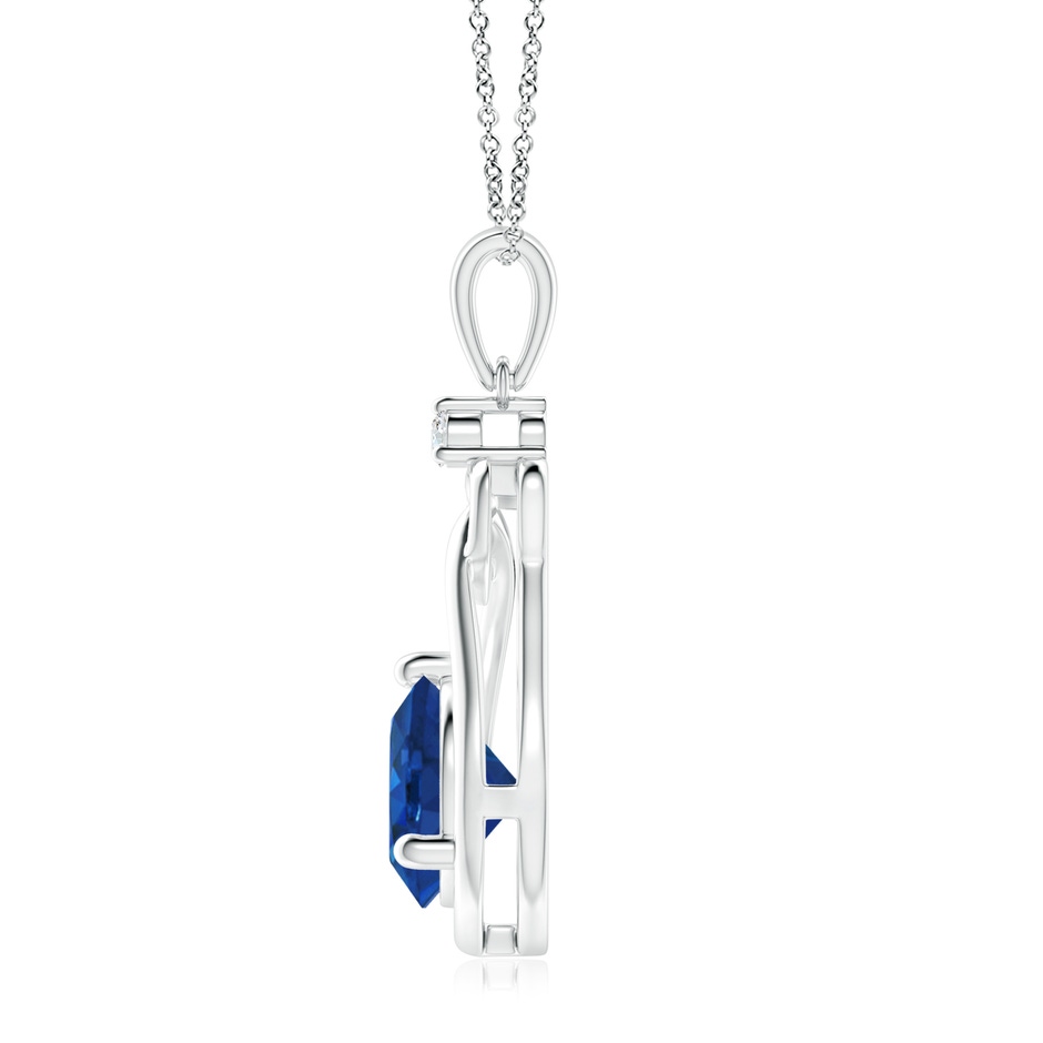 9mm AAA Sapphire Knotted Heart Pendant with Diamond in P950 Platinum side 199