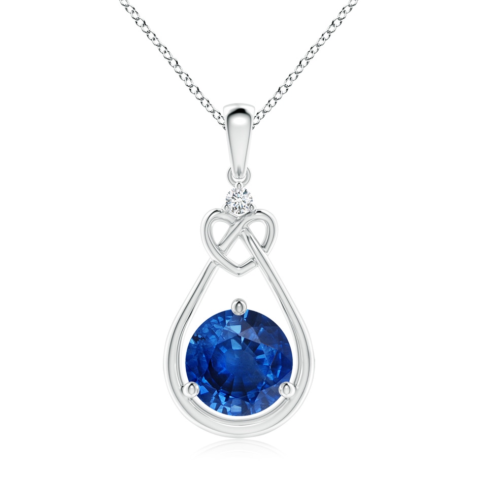 9mm AAA Sapphire Knotted Heart Pendant with Diamond in S999 Silver 