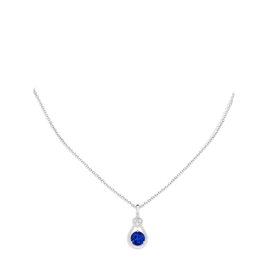 9mm AAAA Sapphire Knotted Heart Pendant with Diamond in P950 Platinum pen
