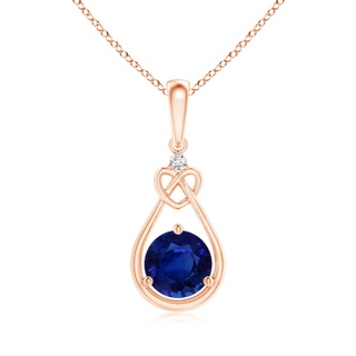 6.02-6.14x3.87mm AAA GIA Certified Sapphire Knotted Heart Pendant with Diamond in Rose Gold