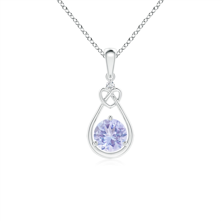 5mm A Tanzanite Knotted Heart Pendant with Diamond in P950 Platinum 