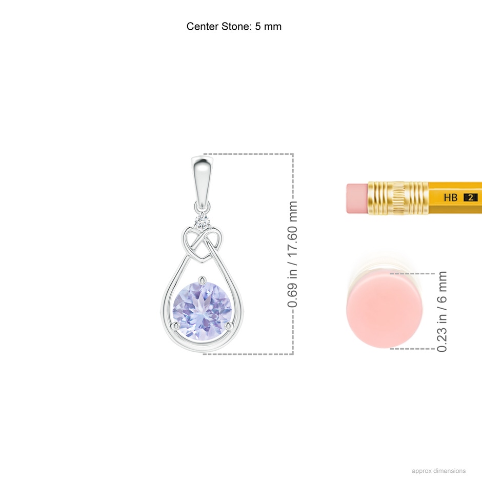 5mm A Tanzanite Knotted Heart Pendant with Diamond in P950 Platinum ruler