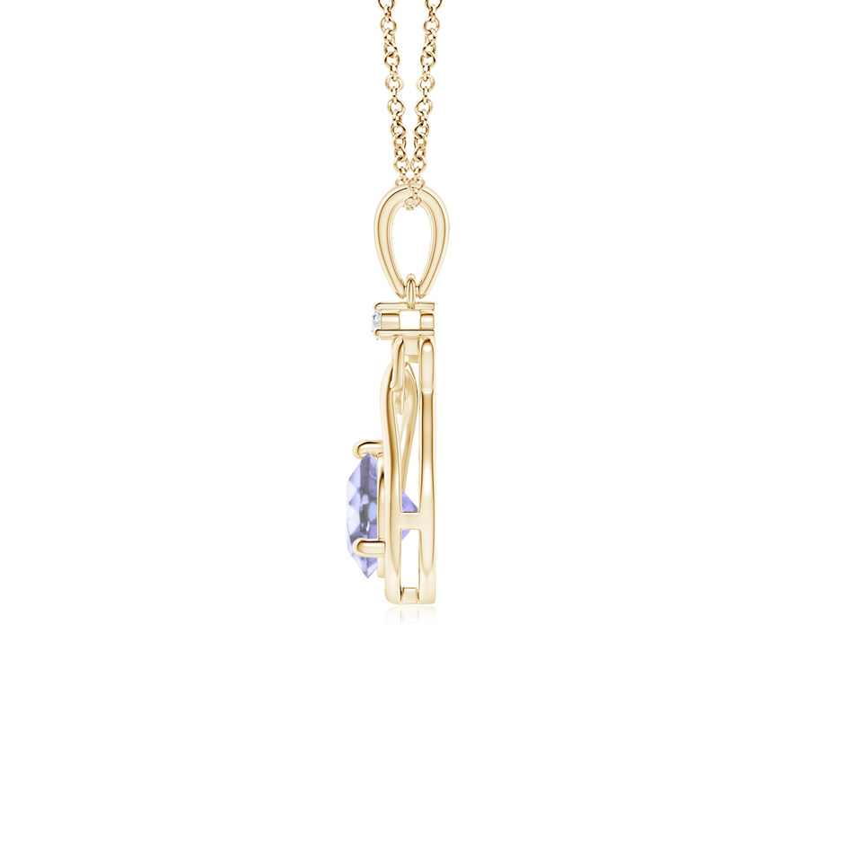 5mm A Tanzanite Knotted Heart Pendant with Diamond in Yellow Gold side-1