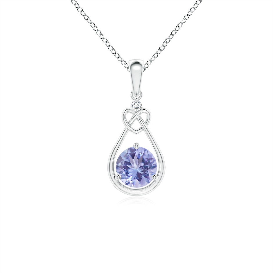 5mm AA Tanzanite Knotted Heart Pendant with Diamond in White Gold 