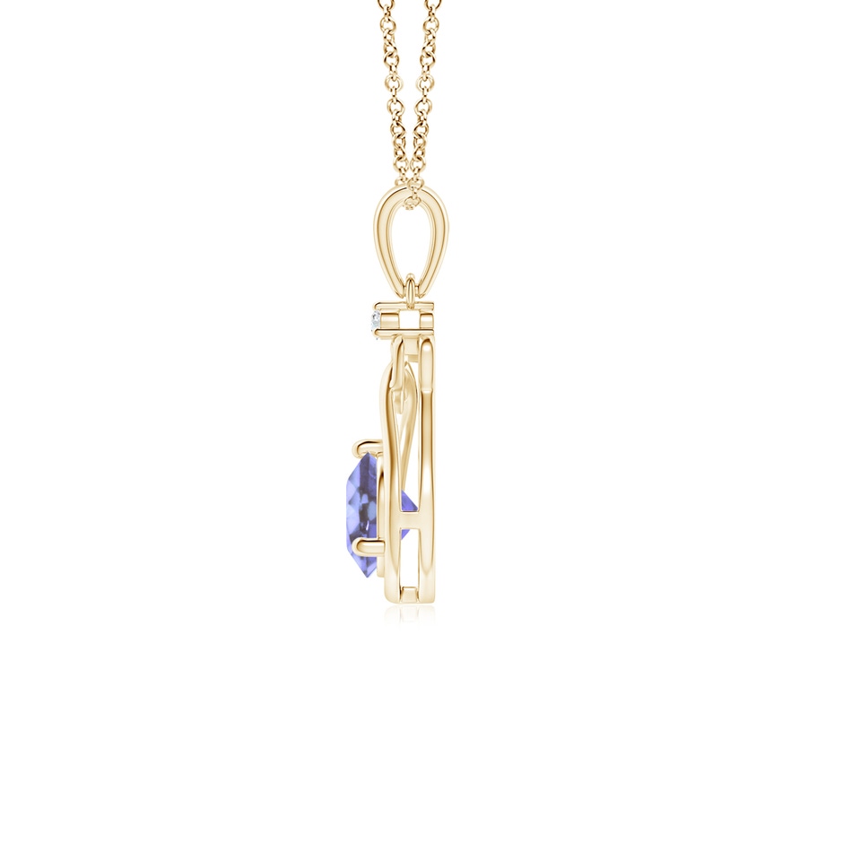 5mm AA Tanzanite Knotted Heart Pendant with Diamond in Yellow Gold side-1