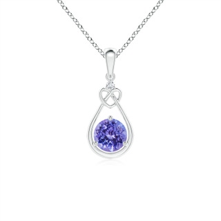 5mm AAA Tanzanite Knotted Heart Pendant with Diamond in White Gold
