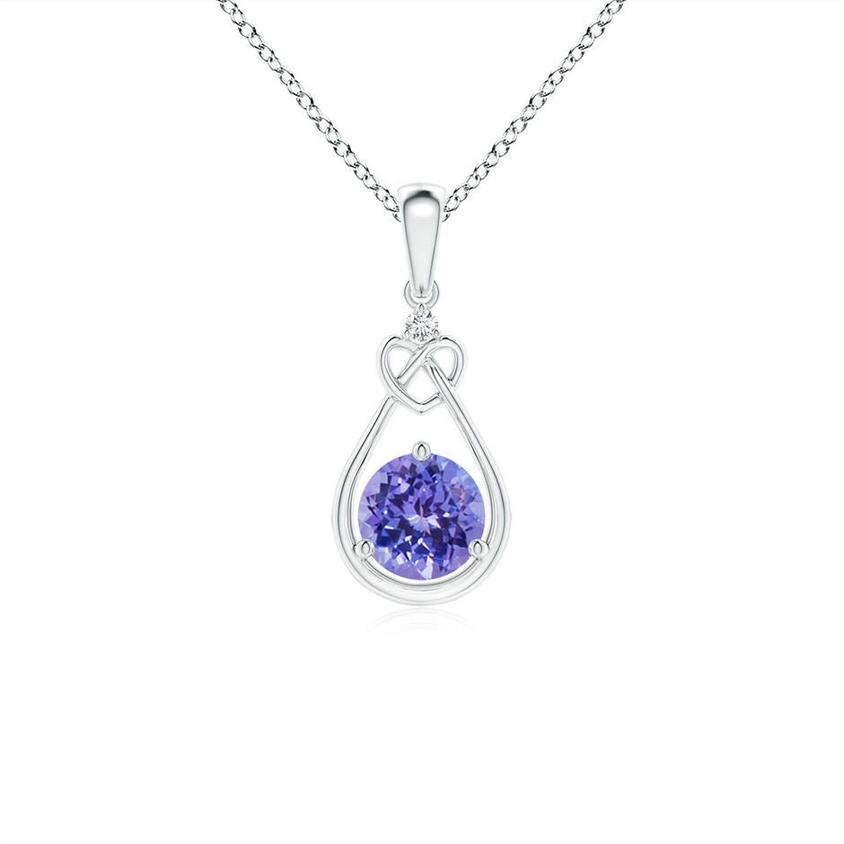 5mm AAA Tanzanite Knotted Heart Pendant with Diamond in White Gold 