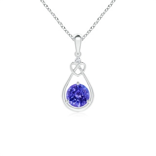 5mm AAAA Tanzanite Knotted Heart Pendant with Diamond in P950 Platinum