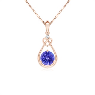 5mm AAAA Tanzanite Knotted Heart Pendant with Diamond in Rose Gold