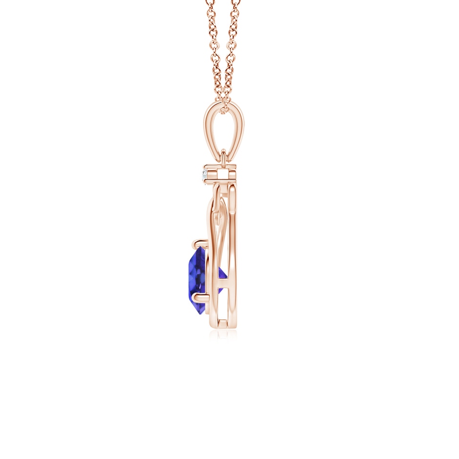 5mm AAAA Tanzanite Knotted Heart Pendant with Diamond in Rose Gold side-1