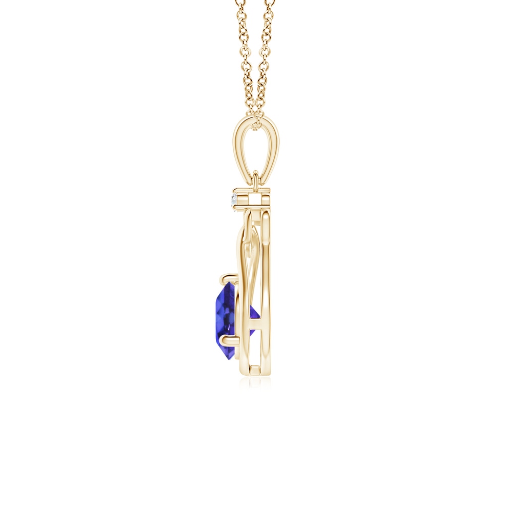 5mm AAAA Tanzanite Knotted Heart Pendant with Diamond in Yellow Gold - side_1