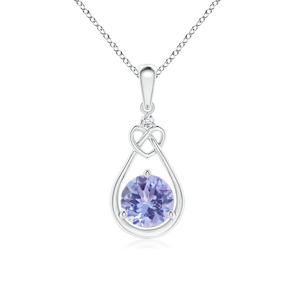 6mm A Tanzanite Knotted Heart Pendant with Diamond in P950 Platinum 