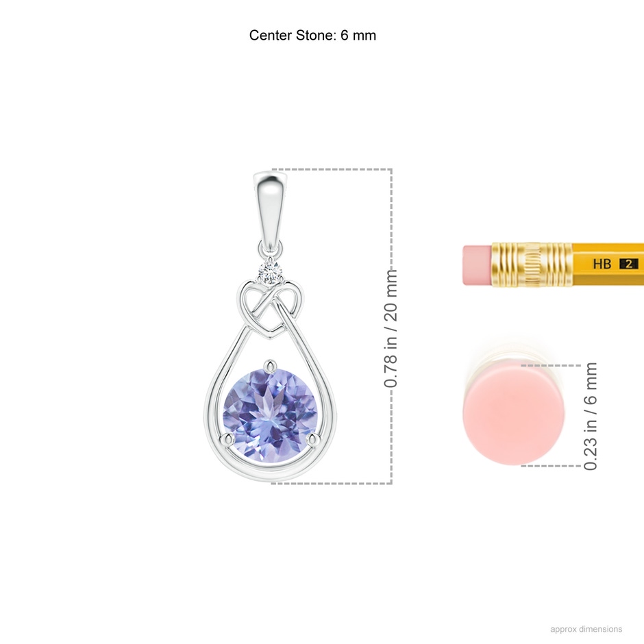 6mm A Tanzanite Knotted Heart Pendant with Diamond in P950 Platinum ruler