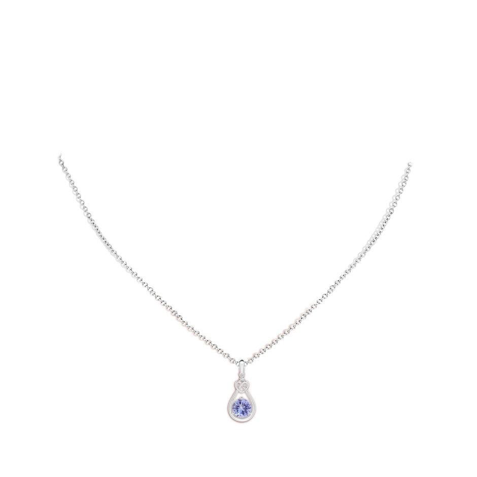 6mm A Tanzanite Knotted Heart Pendant with Diamond in P950 Platinum body-neck
