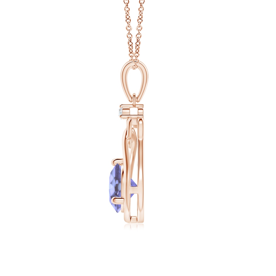 6mm A Tanzanite Knotted Heart Pendant with Diamond in Rose Gold side-1