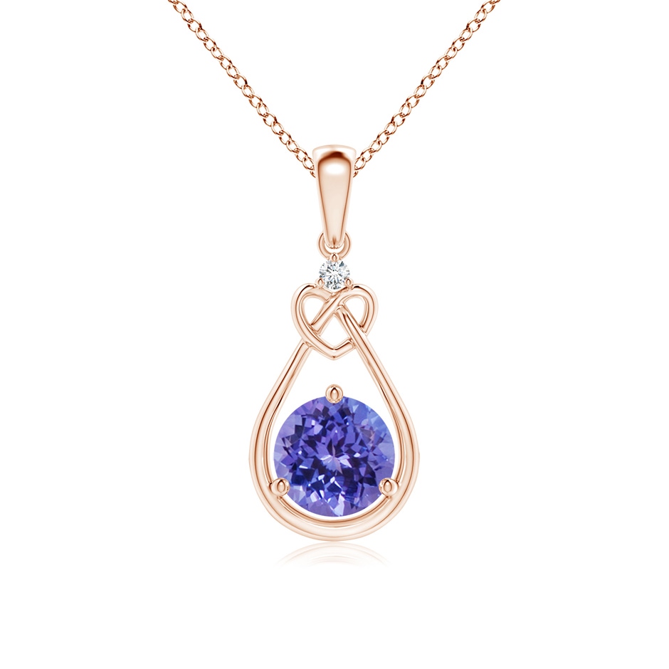 6mm AA Tanzanite Knotted Heart Pendant with Diamond in Rose Gold 
