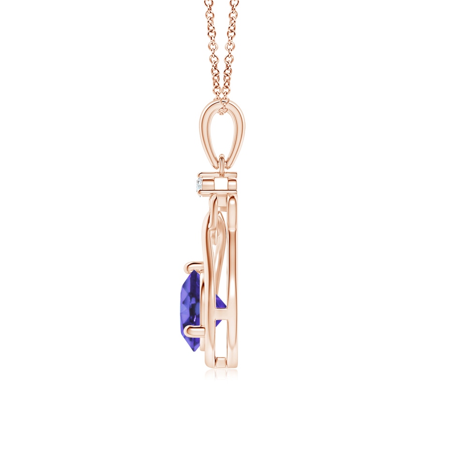 6mm AA Tanzanite Knotted Heart Pendant with Diamond in Rose Gold side-1