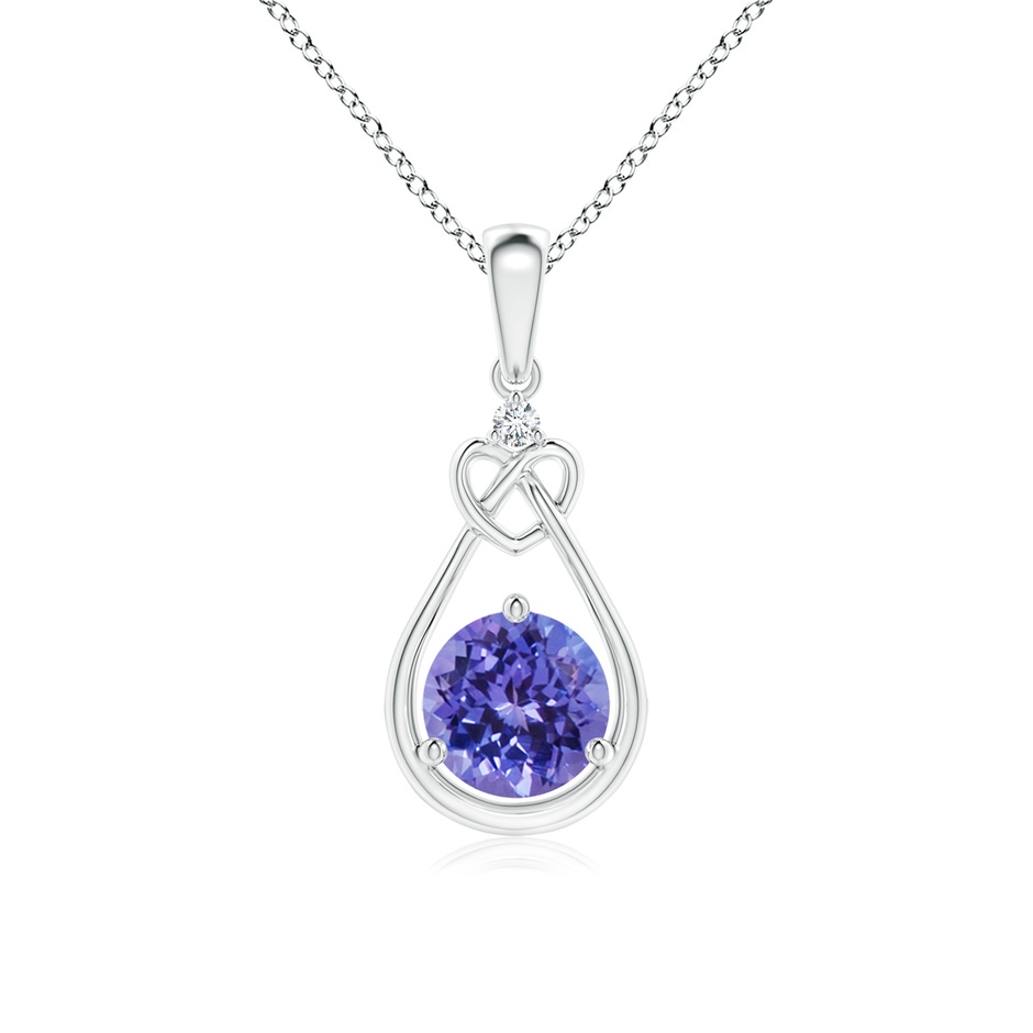 6mm AA Tanzanite Knotted Heart Pendant with Diamond in White Gold 