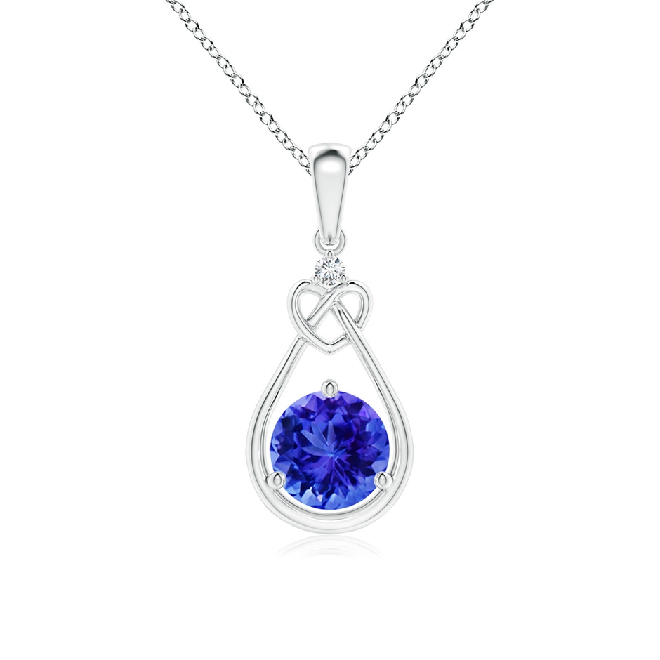 6mm AAA Tanzanite Knotted Heart Pendant with Diamond in P950 Platinum 