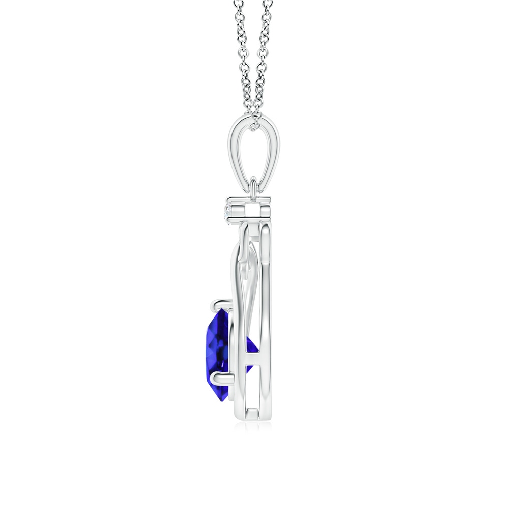 6mm AAA Tanzanite Knotted Heart Pendant with Diamond in P950 Platinum Side-1