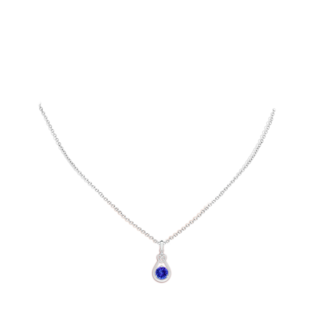 6mm AAA Tanzanite Knotted Heart Pendant with Diamond in P950 Platinum Body-Neck
