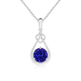 6mm AAAA Tanzanite Knotted Heart Pendant with Diamond in P950 Platinum