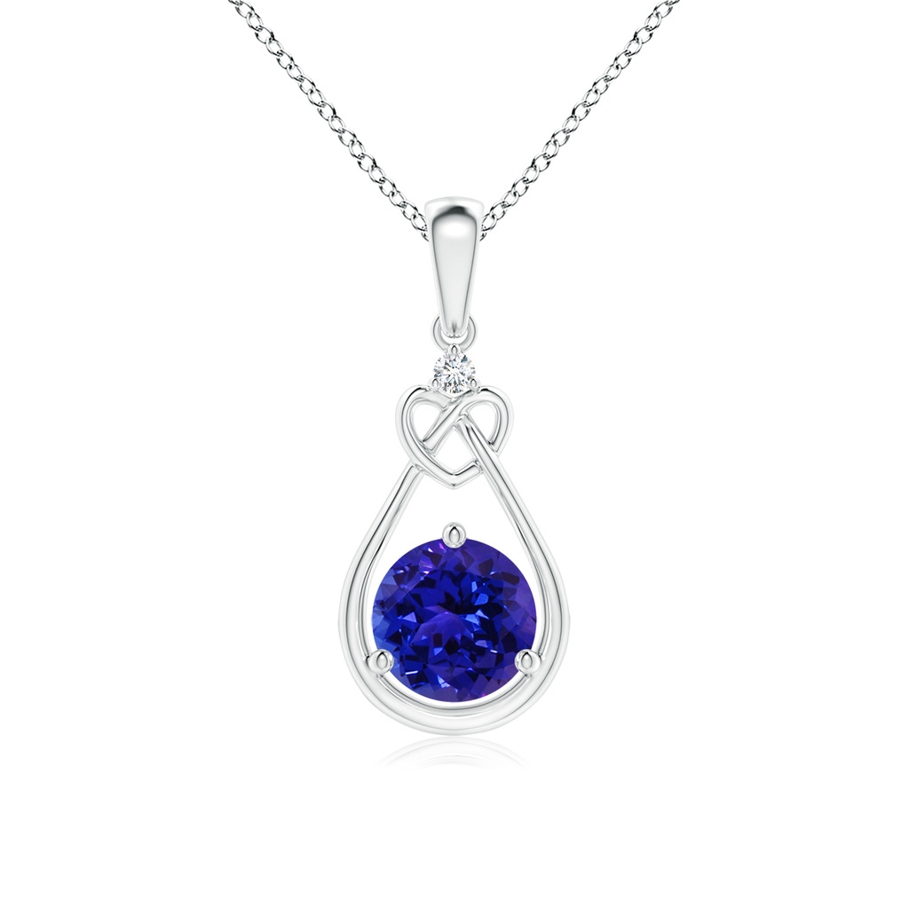 6mm AAAA Tanzanite Knotted Heart Pendant with Diamond in White Gold