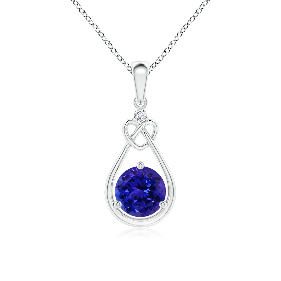 6mm AAAA Tanzanite Knotted Heart Pendant with Diamond in White Gold 