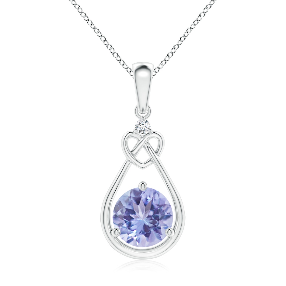 7mm A Tanzanite Knotted Heart Pendant with Diamond in P950 Platinum 